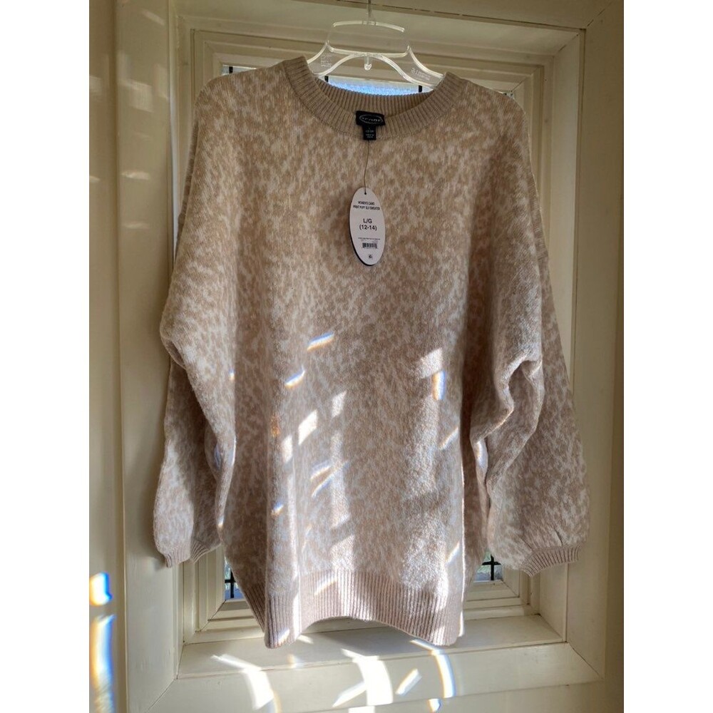 Scoop Women's Camo Print Puff Sleeve Sweater - Large